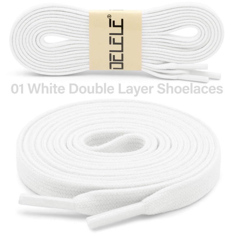 DELELE 2 Pair 31 inch Flat Shoe Laces for Athletic Running Sneakers Shoes White - Image 2
